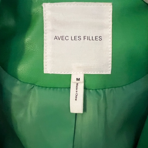 Avec Les Filles Bright Green Leather Jacket - Picture 2 of 5
